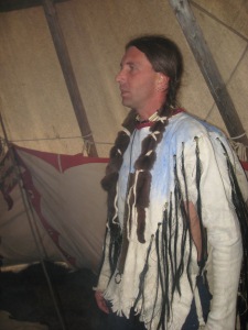 Image caption: Kelly Meyer in full Lakota garb.